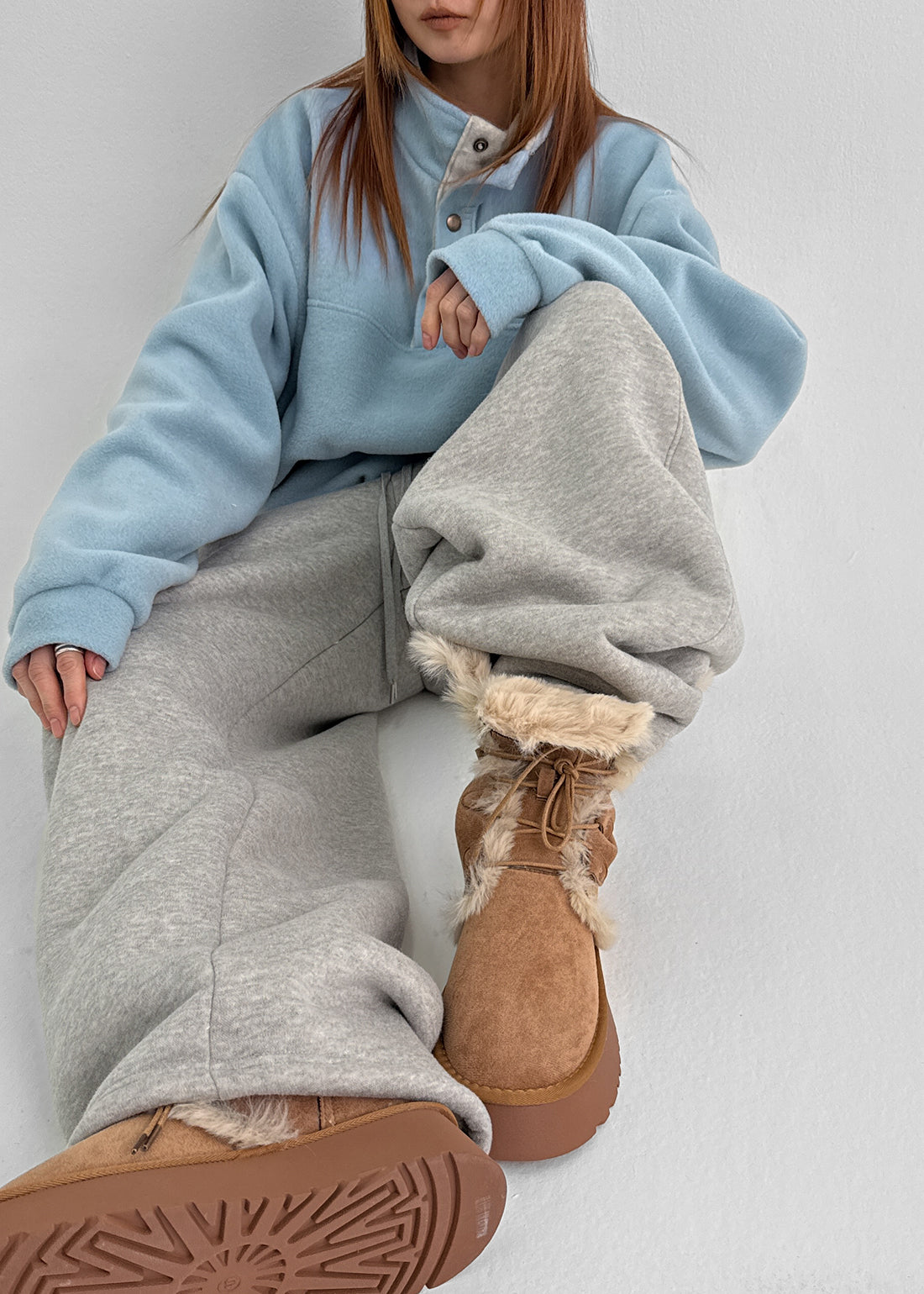 Caman Suede Folding Middle Fur Boots - 3colors