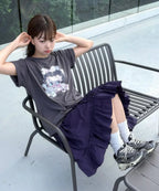 [RONRON] BETTY BOOP RIBBON BASIC FIT T SHIRT_CHARCOAL