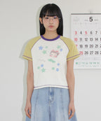 [RONRON] BETTY BOOP MINI STAR STITCH RAGLAN T SHIRT_YELLOW