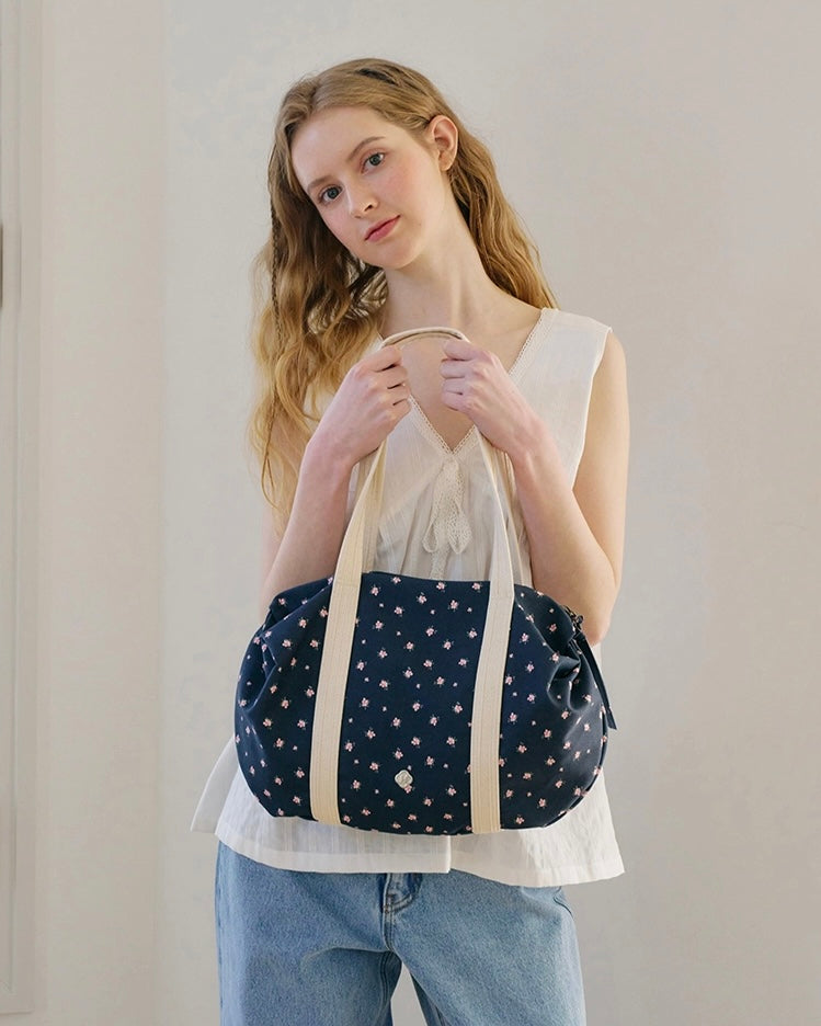 Heeari Aurora Shirring Duffel Bag - Navy Floral