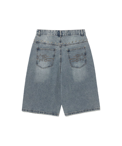 niceghostclub STUD WIDE DENIM PANTS [BLUE]