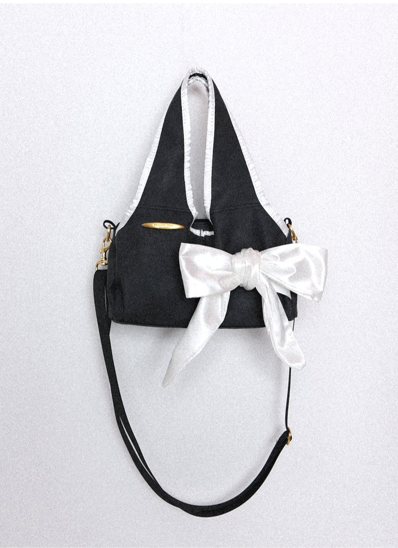 siweol Baby Bow Cross Bag / Pale Black