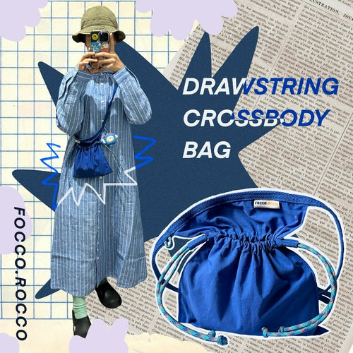 Drawstring Crossbody Bag / COBALT BLUE