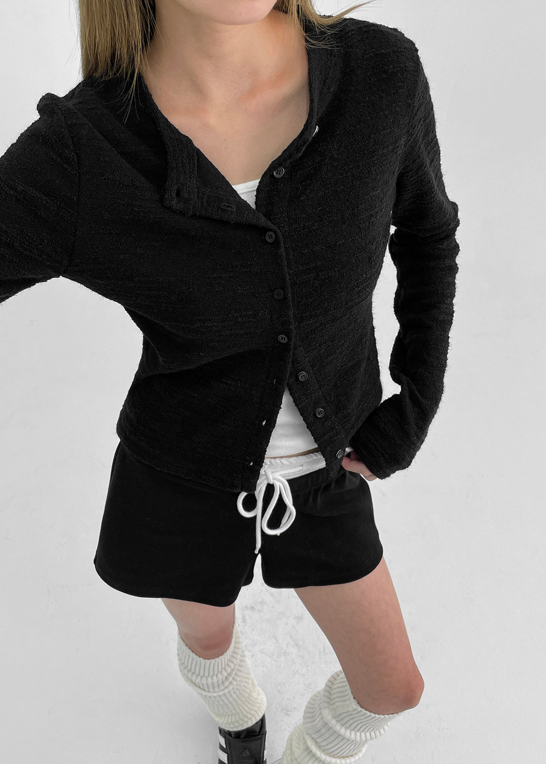 韓國製造 Tweed Cardigan / Black