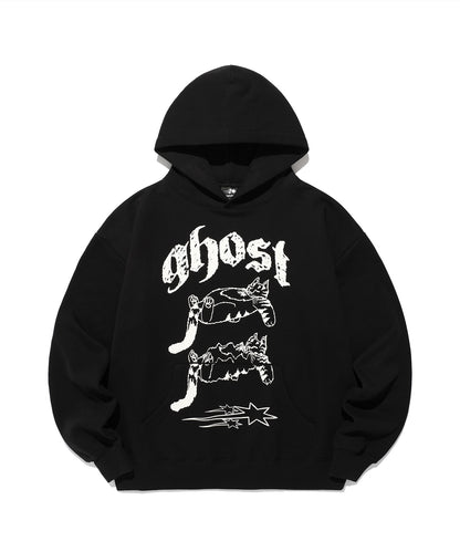 niceghostclub A FALLING CAT HOODIE [BLACK]