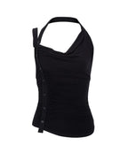 [PLEASNOFOLLOW] HUSH BUTTON HALTER SLEEVELESS TOP_4 COLORS
