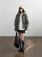 BADBLOOD Reversible Hoodie Windbreaker / Check Yellow