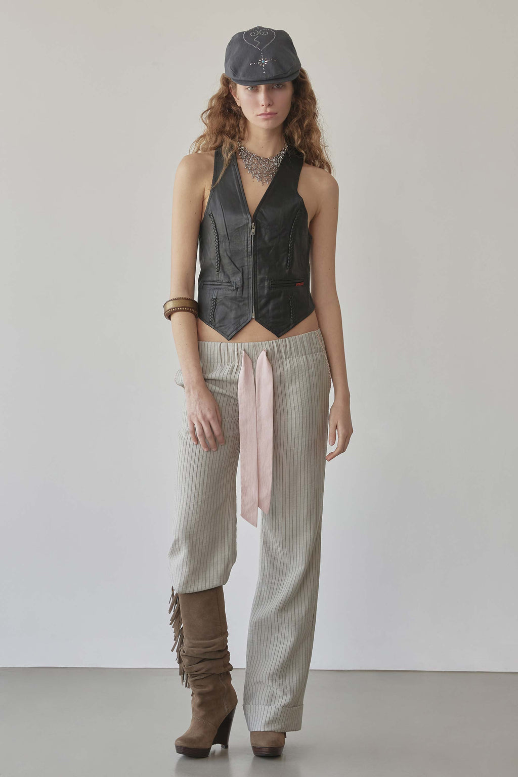 Boho Stud Hunting Cap Charcoal