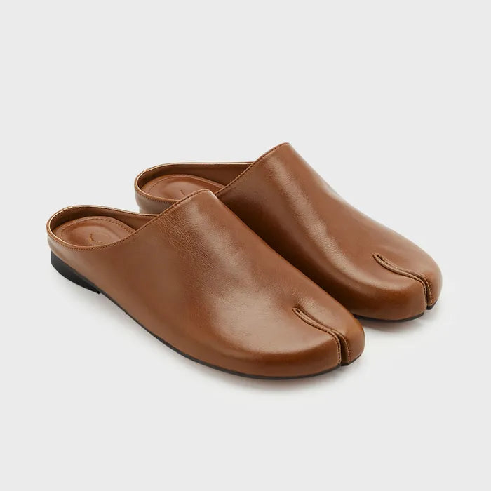 PAES Round Low Flat Mule - Brown