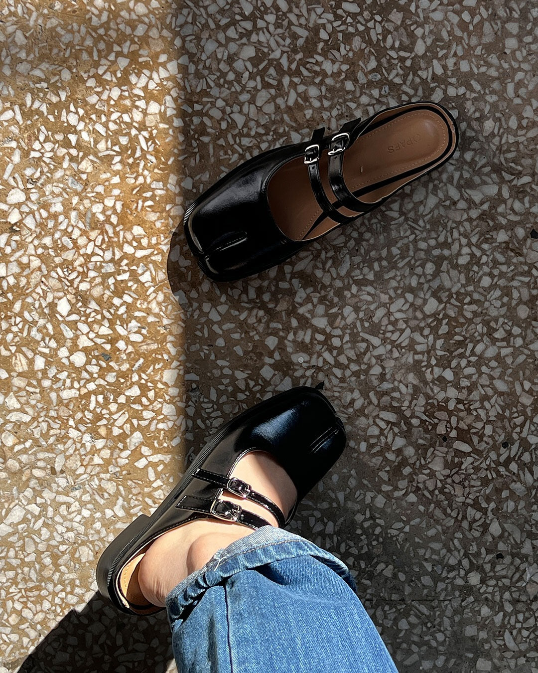 PAES Double Buckle Mule - Black