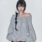 ILLIGO PURE BOW OFF SHOULDER SWEATSHIRT MELANGE