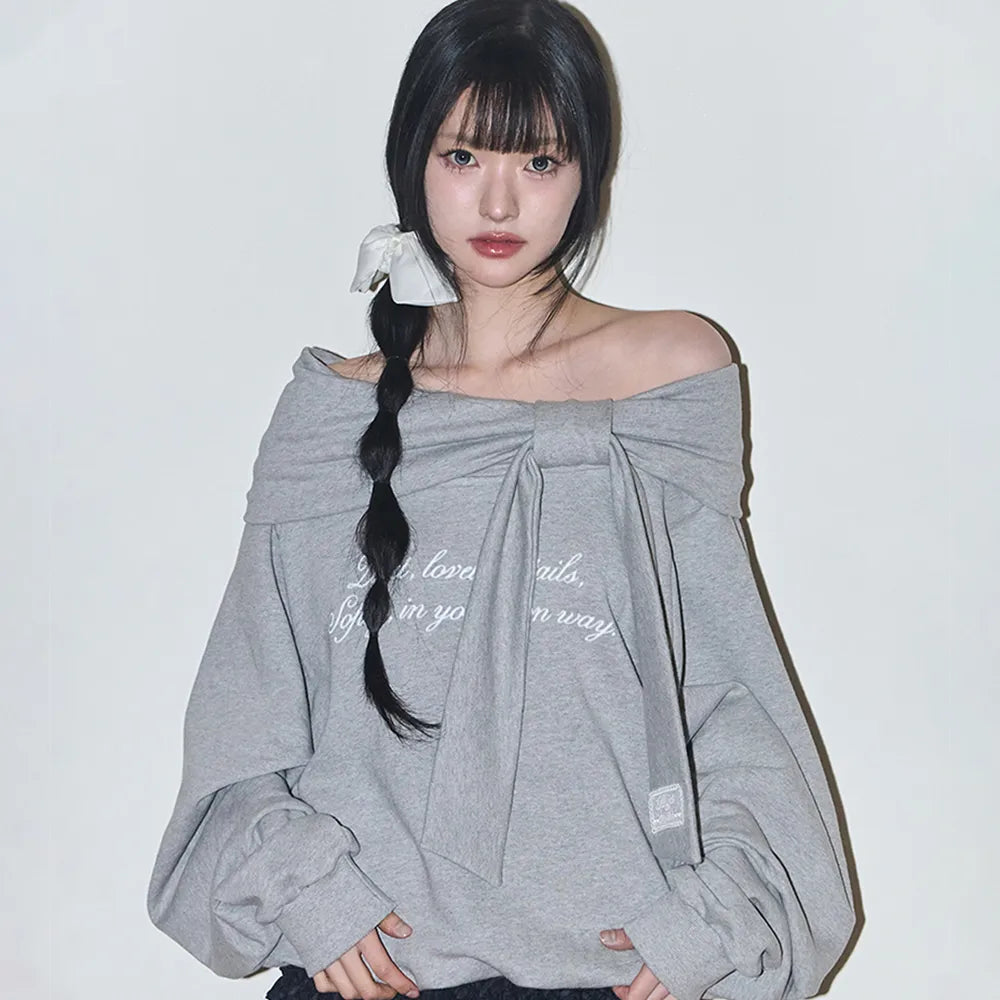 ILLIGO PURE BOW OFF SHOULDER SWEATSHIRT MELANGE