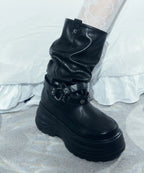 [OTZ] 3300 Slouch Platform Boots - Leather Black
