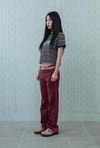 niceghostclub stripe 3star basic ringer tee [brown]