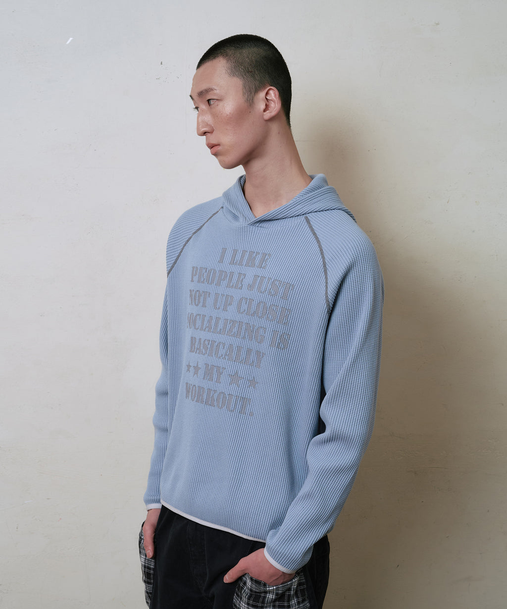 LSC SLOGAN WAFFLE HOODIE (SKY BLUE)