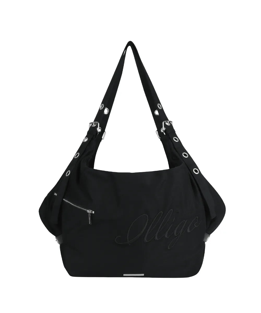 ILLIGO LETTERING BIG SHOULDER BAG - BLACK