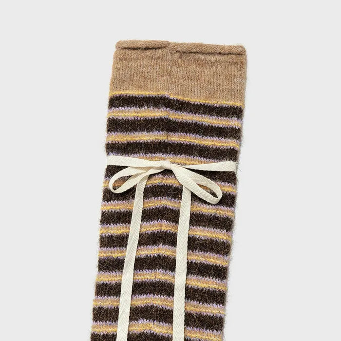 GLOWNY SUNDAE STRIPE KNIT WARMER (BROWN)