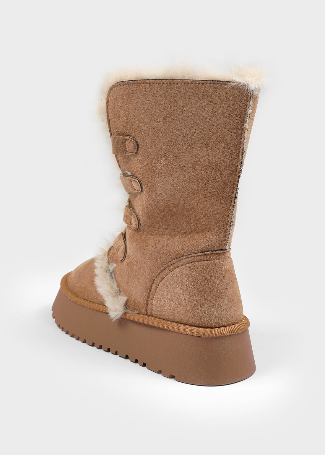 Caman Suede Folding Middle Fur Boots - 3colors