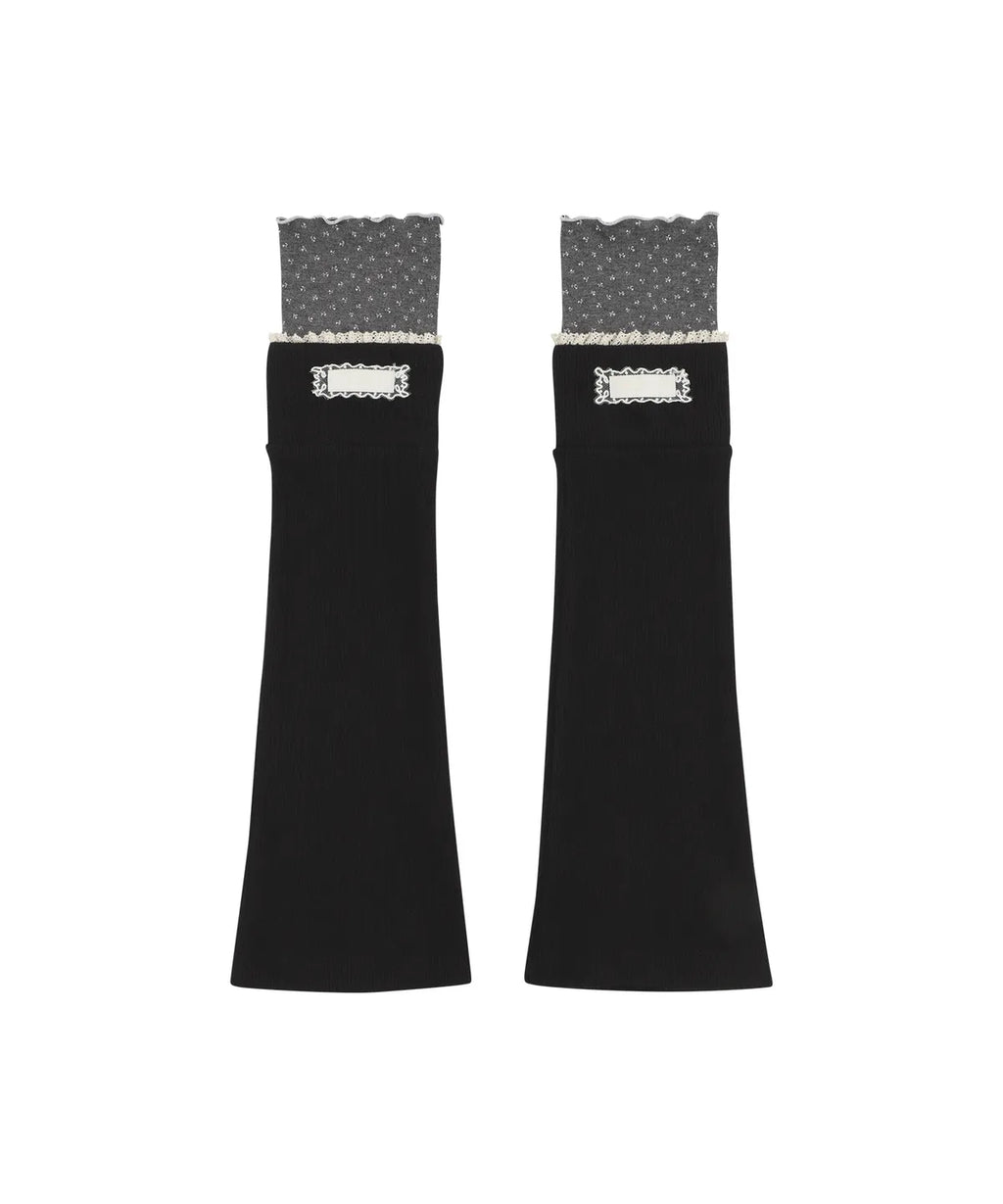 [illigo] LACE COLOR-BLOCK LEG WAEMER_BLACK