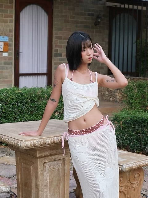 miss mila garden knit set milk