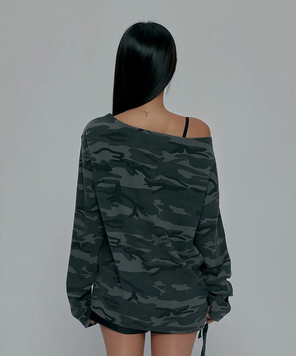 GILA ARCHIVE ONE SHOULDER GRAPHIC LONG SLEEVE_CAMO