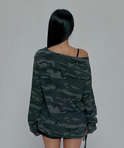 GILA ARCHIVE ONE SHOULDER GRAPHIC LONG SLEEVE_CAMO