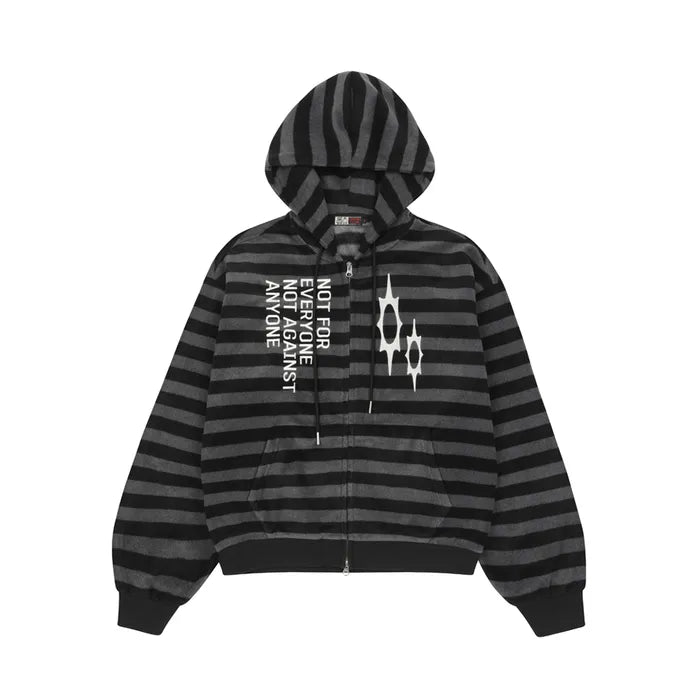LSC Logo Stripe Fleece 2-way Hoodie Zip-up Black