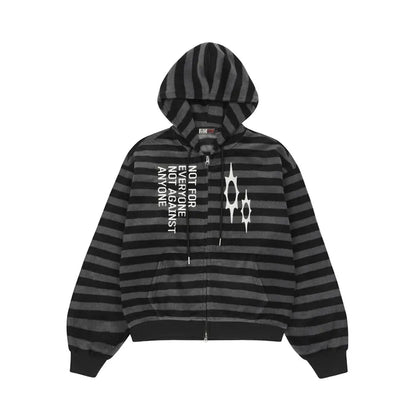 LSC Logo Stripe Fleece 2-way Hoodie Zip-up Black