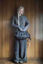 hugyourskin Flower button pola top (Brown)
