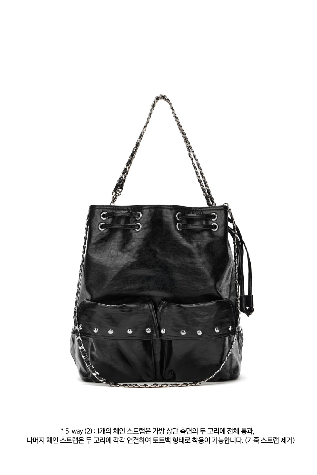 DEINET 5-WAY STUD POCKET MULTI BAG IN BLACK
