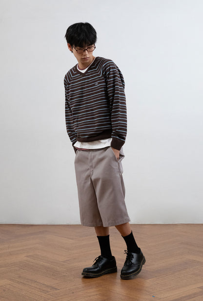 MULTI STRIPE 3STAR V NECK KNIT
[BROWN]