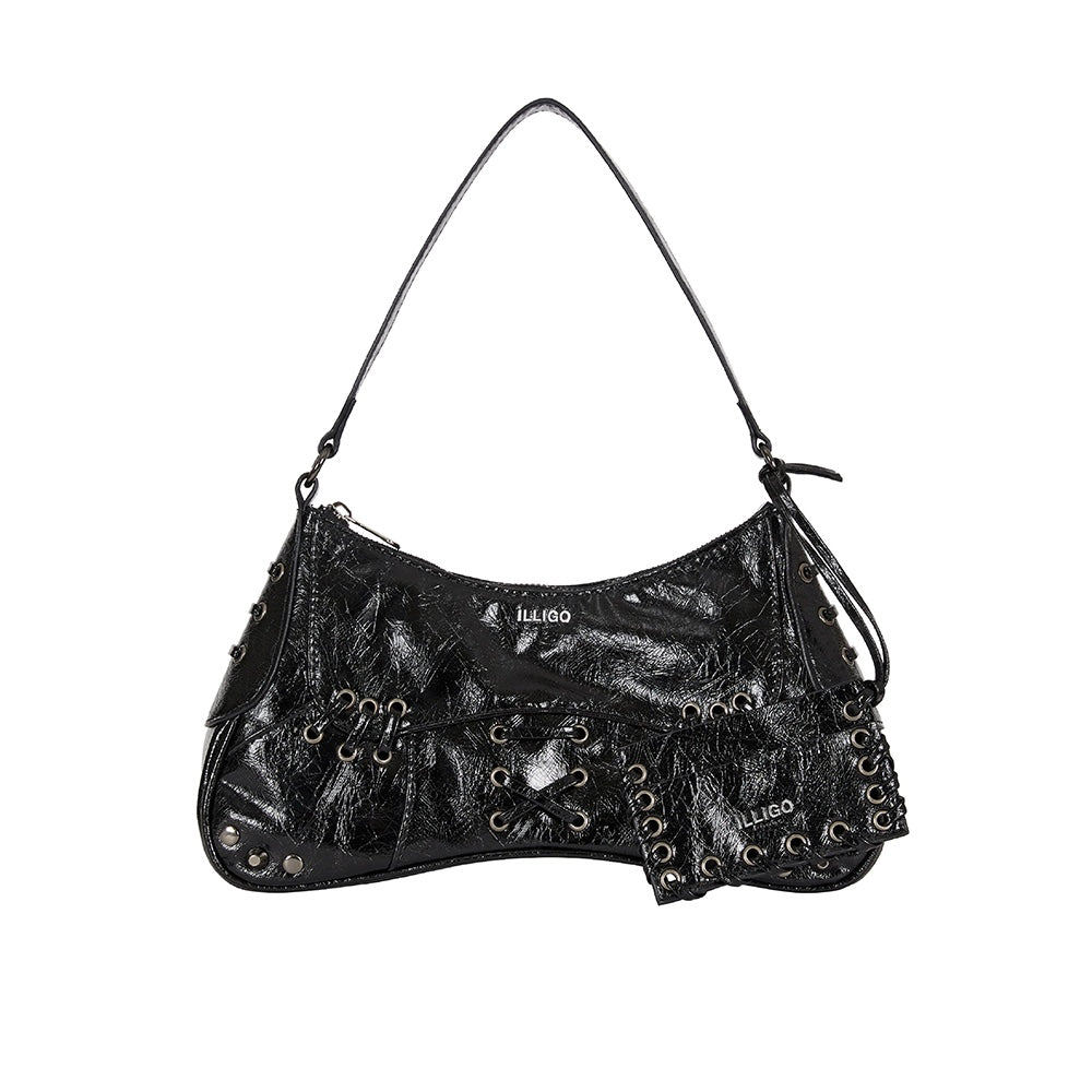 ILLIGO Eyelet Stud Shoulder Bag / black