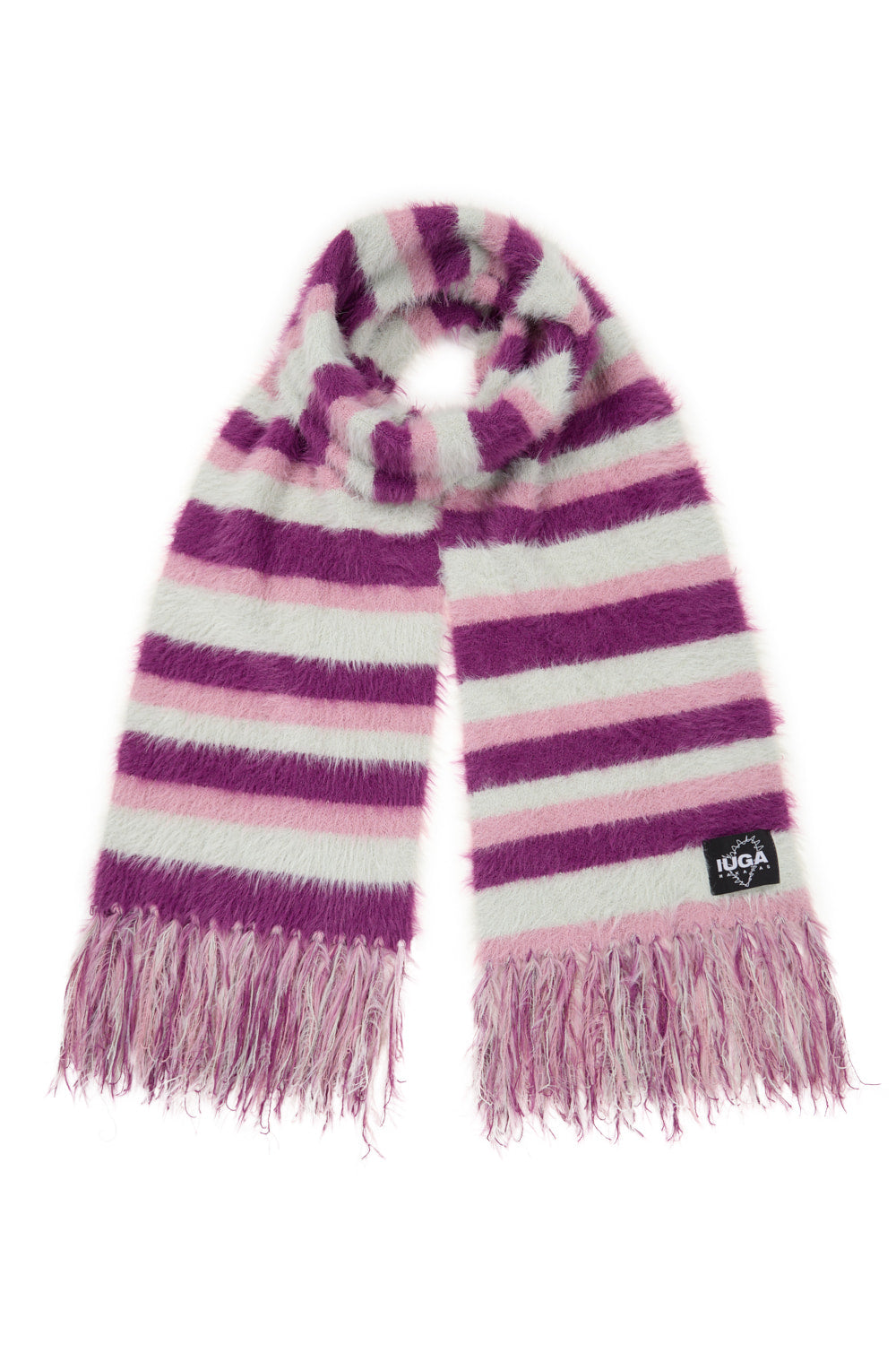 IUGA Striped Hairy Bold Muffler (Magenta)