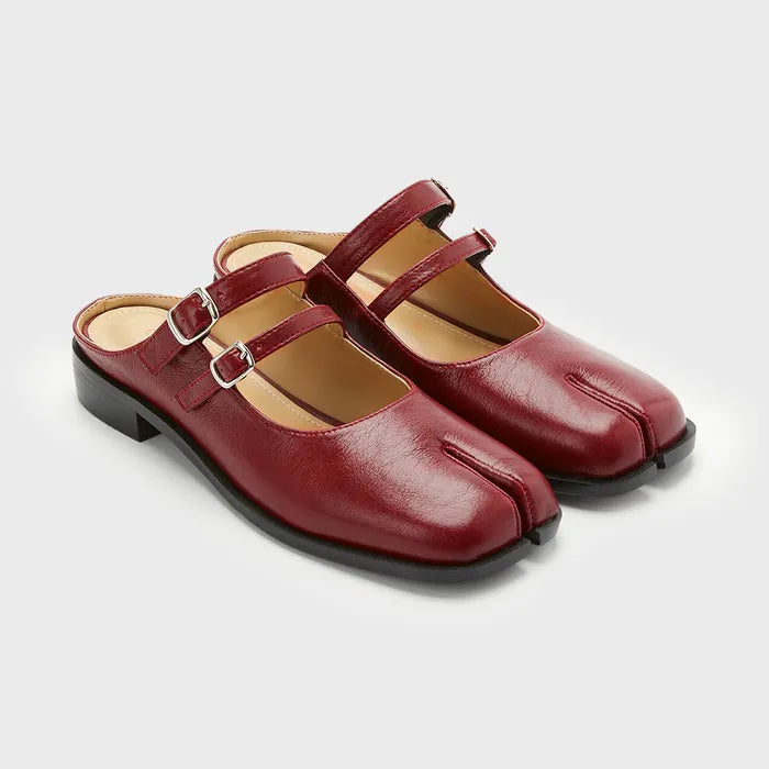 PAES Double Buckle Mule - Burgundy
