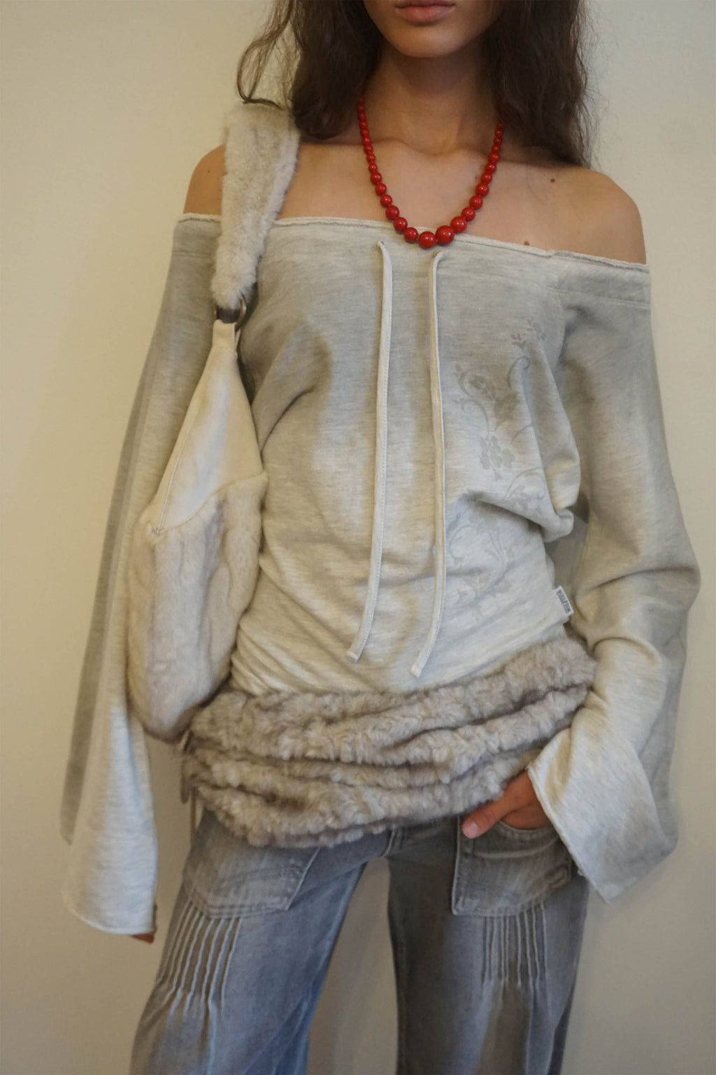 Sculptor Wide Bell Sleeve Sweatshirt Oatmeal
