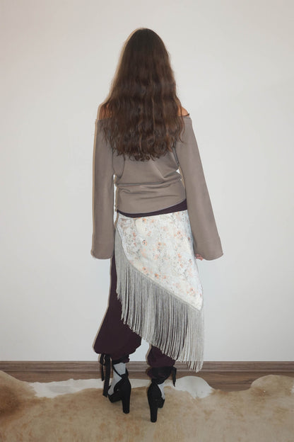 Sculptor Wide Bell Sleeve Sweatshirt Taupe Brown