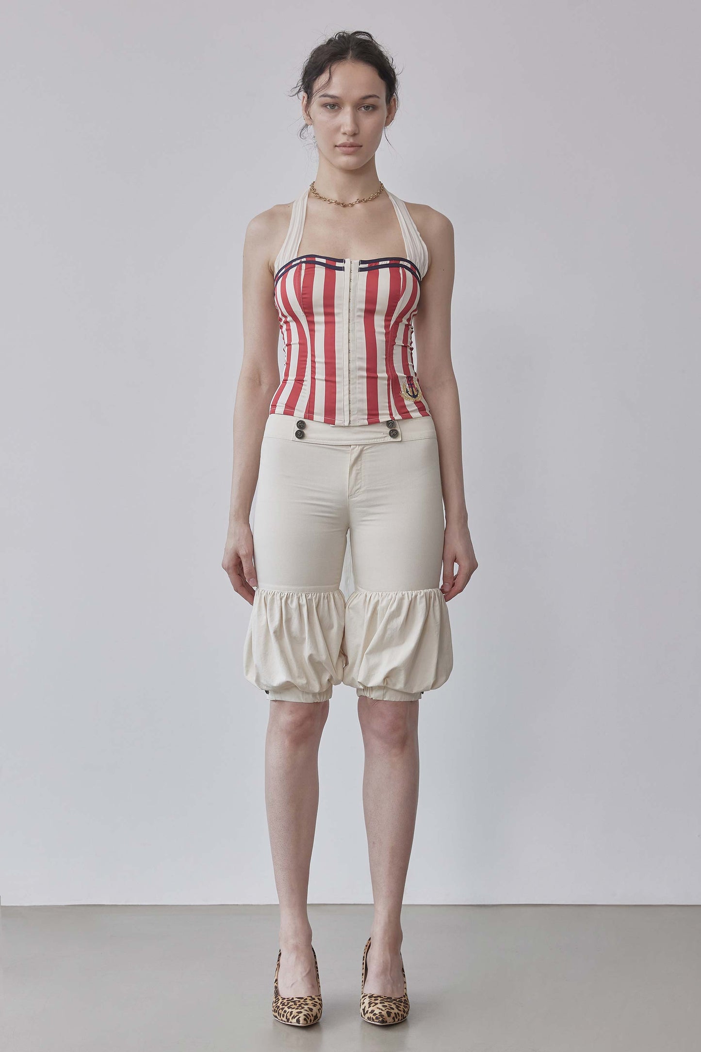 Marine Halter Corset Red Stripe