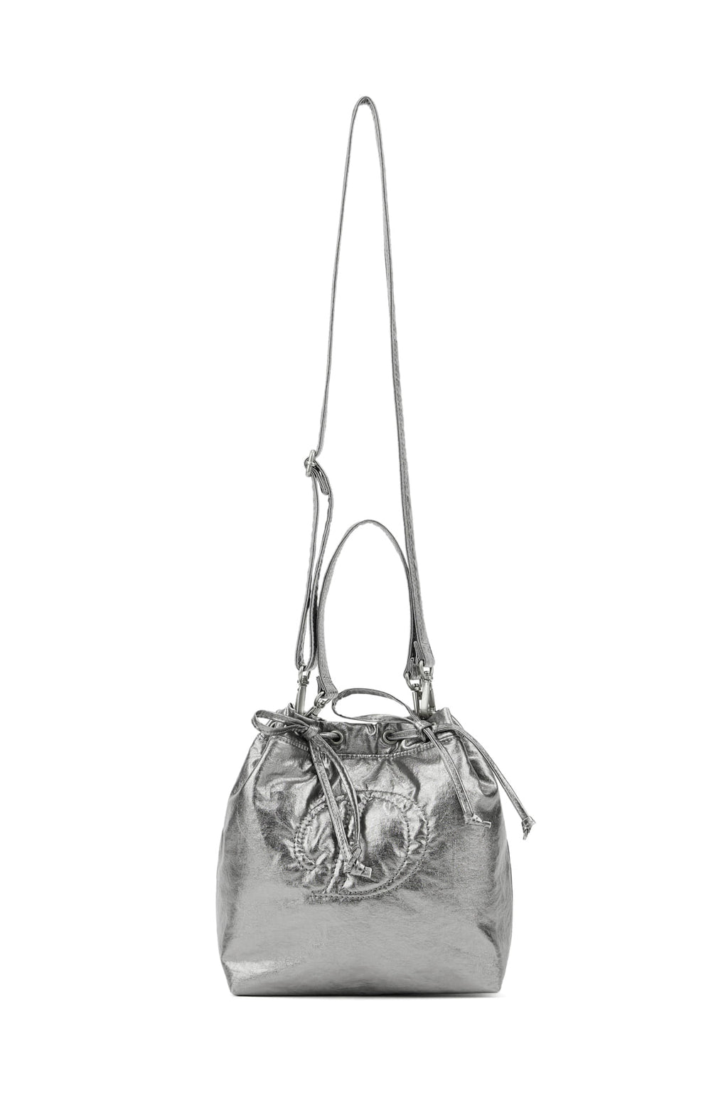 DEINET D STITCH PADDING MINI BAG IN SILVER