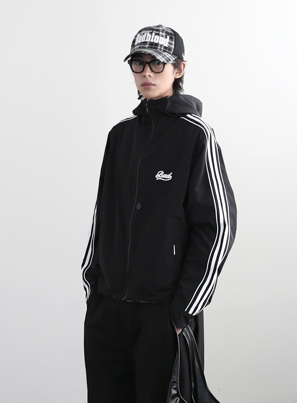 BADBLOOD Reversible Hoodie Windbreaker / Check Black