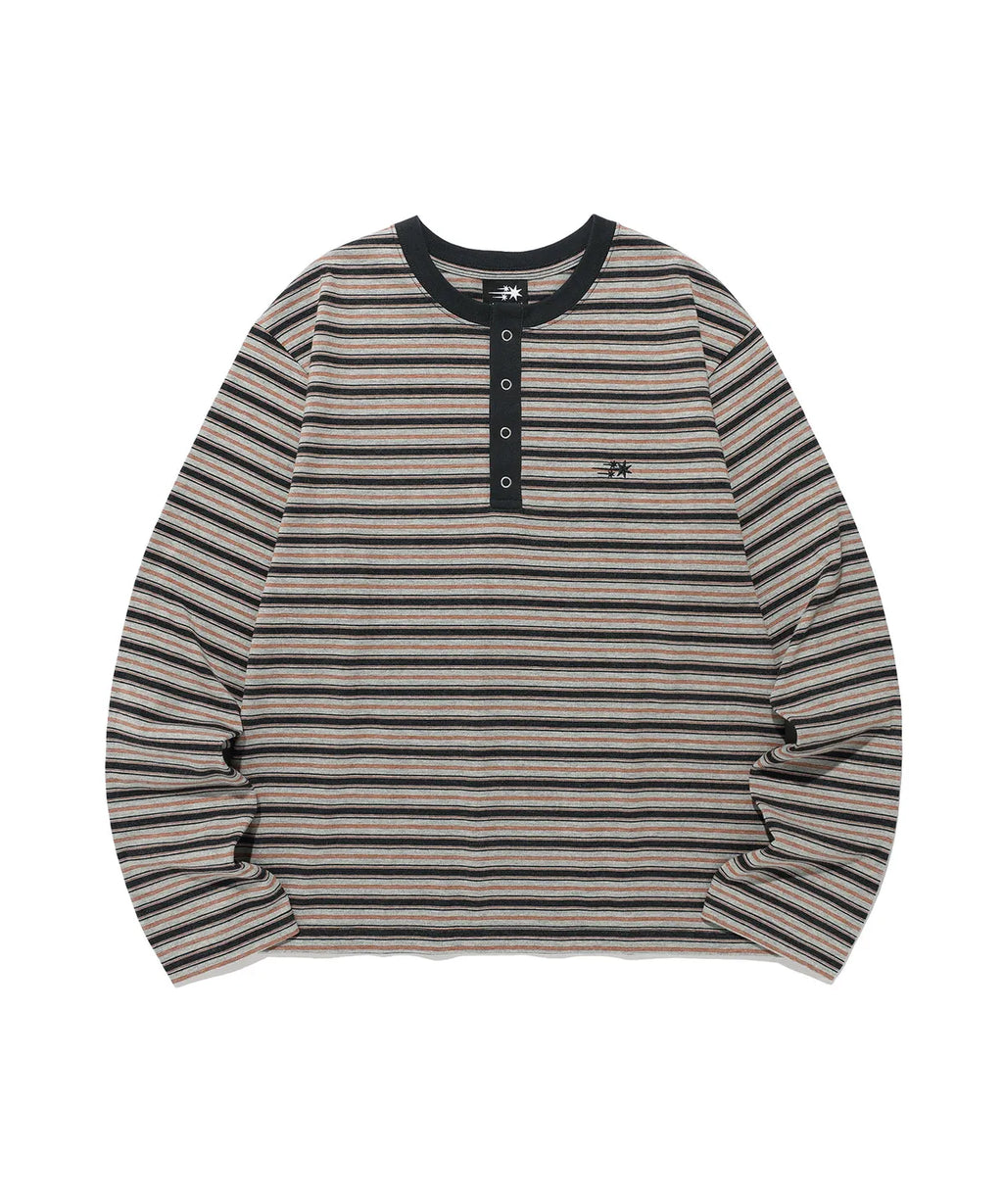 [niceghostclub] STRIPE HENLEY LS TEE_GREY