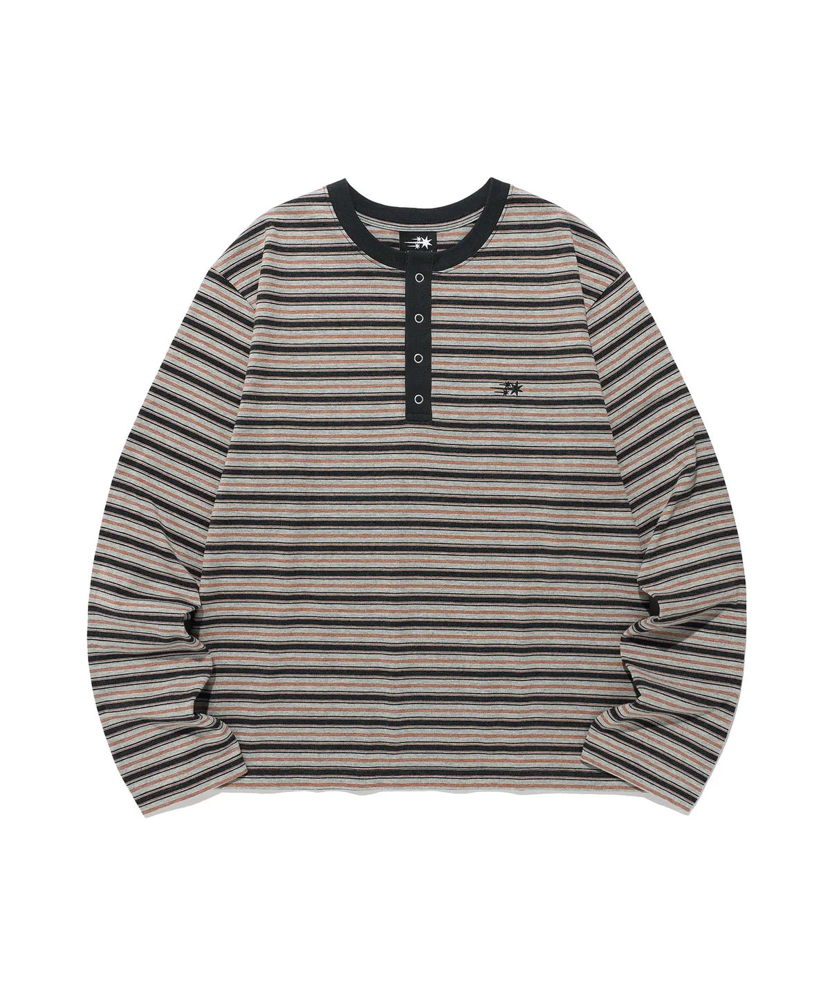 [niceghostclub] STRIPE HENLEY LS TEE_GREY