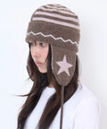 [video jockey] Vikey Star Knit Earflap Beanie - 3colors