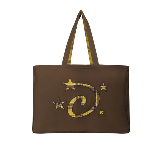 LSC Reversible Check Logo Big Eco Bag Brown