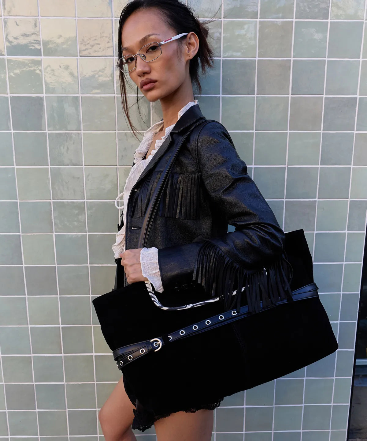 [Otie] TIED ARK BAG_SUEDE BLACK