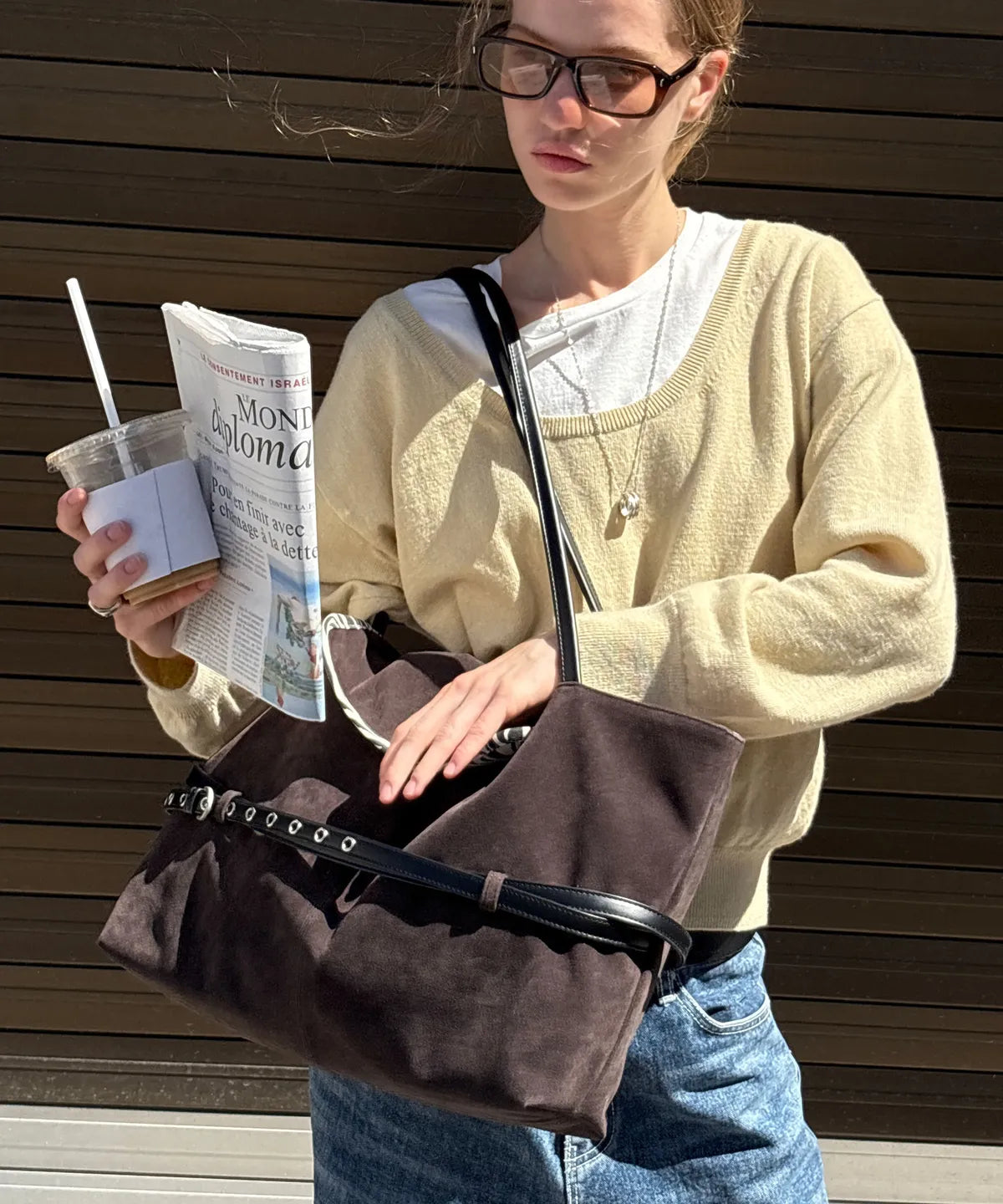 [Otie] TIED ARK BAG_SUEDE ESPRESSO