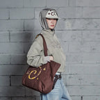 LSC Reversible Check Logo Big Eco Bag Brown