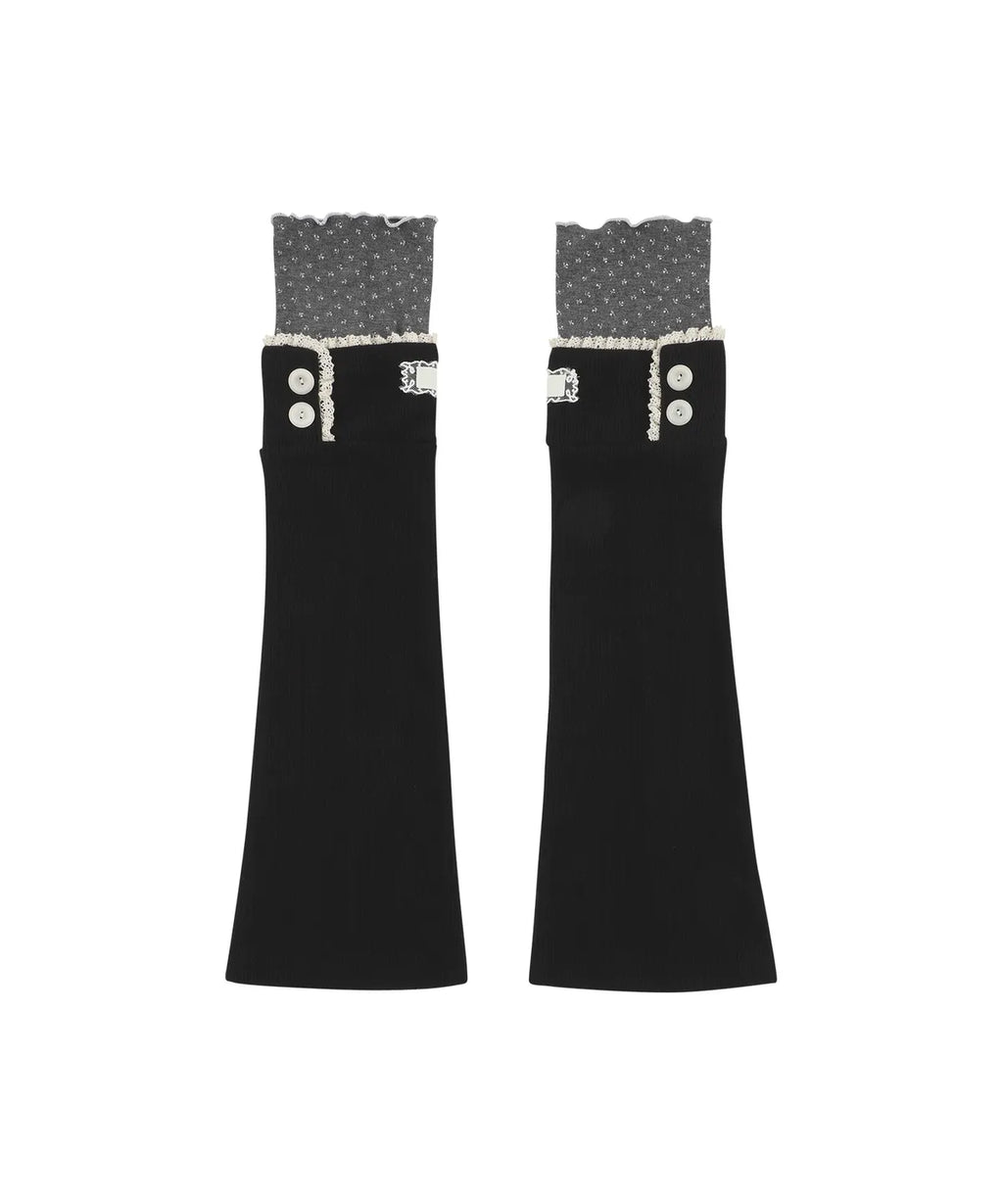 [illigo] LACE COLOR-BLOCK LEG WAEMER_BLACK