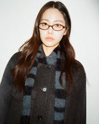 [winter同款🎀] IUGA STRIPED HAIRY SKINNY MUFFLER / BLACK