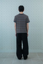 niceghostclub stripe 3star basic ringer tee [brown]