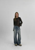 韓國製造 Tweed. Cardigan / Brown